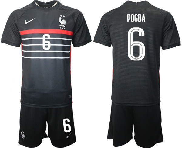 Men's France #6 Pogba Black Home Soccer Jersey Suit